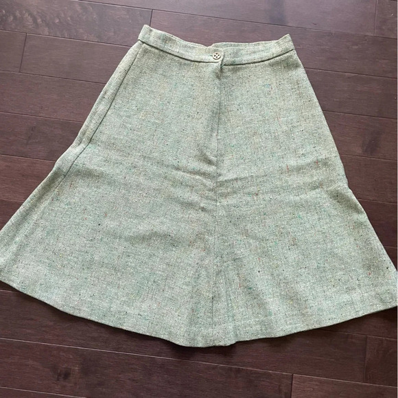 Vintage 1960s Midi Green Textured Tweed Skirt Women’s XS or S - Picture 3 of 7
